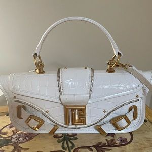 Balmain Blaze clutch bag in crocodile-effect embossed calfskin